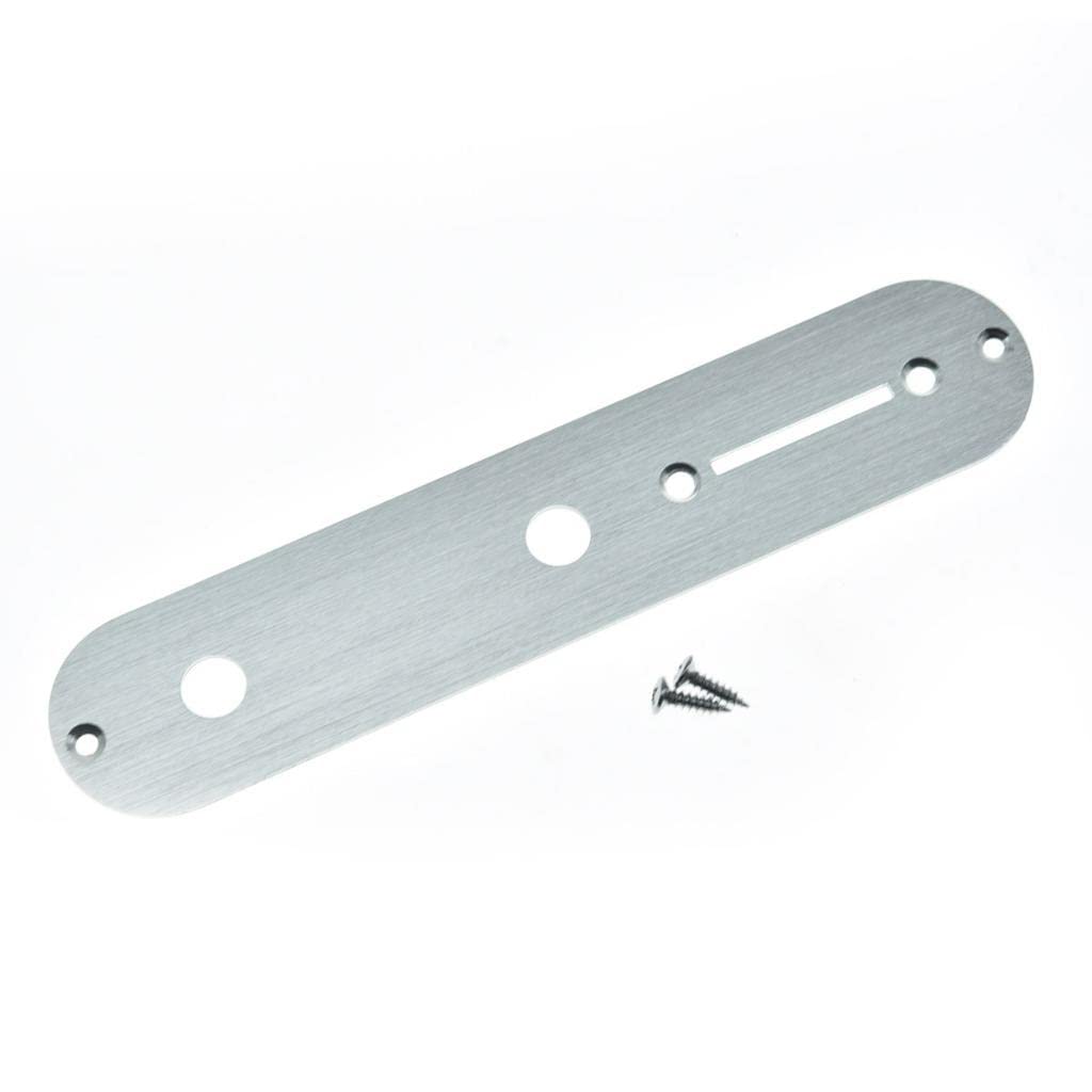 KAISH USA Specs Metal Aluminum Anodized Tele Control Plate with 3/8″ CTS Pot Holes for American/Mexican Telecaster Silver