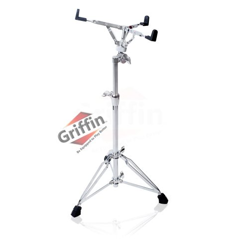 Griffin Stand-Up Snare Drum Stand (Extended XHeight Edition) – Tall Adjustable Chrome Hardware for Practice Pads, Drum Kits & Concert Use