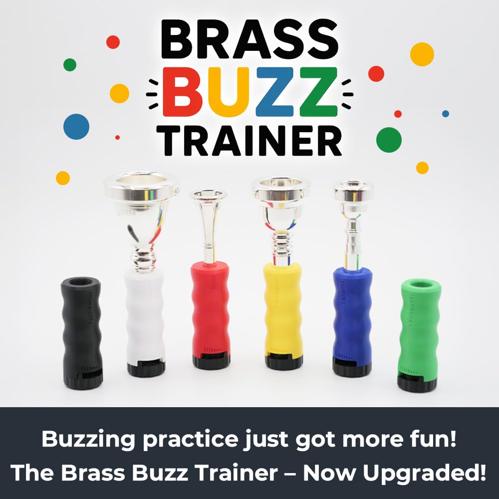 Trumpet Mouthpiece Buzzing Practice Tool – Anywhere Practice & Warm-up – One-Touch Adjustable Resistance – BRASS BUZZ TRAINER (Blue)