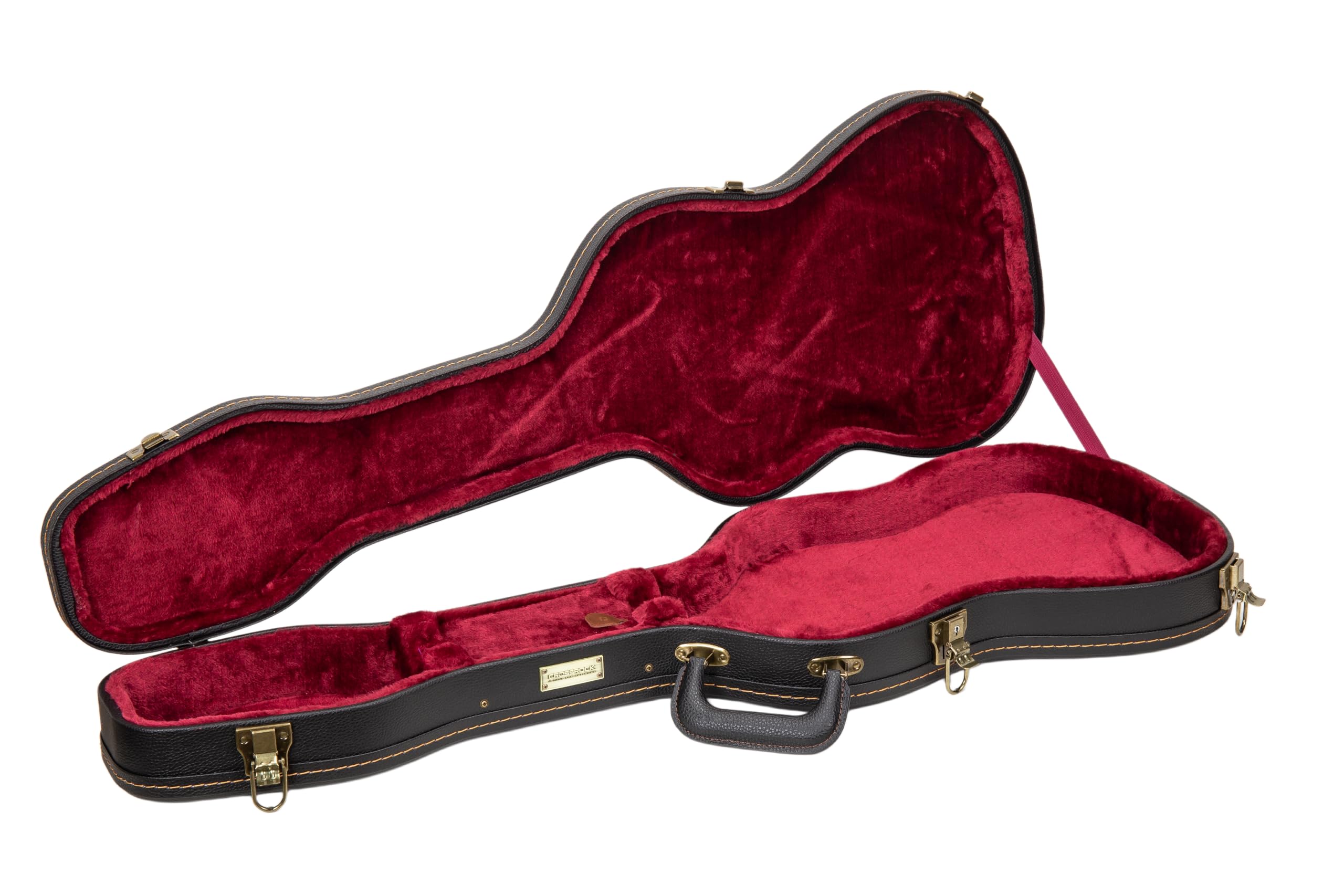 Crossrock Wooden Guitar Case -Fits Telecaster and Stratocaster Styles of Guitars -Vintage Hardware, Sponge Lining, Storage Space-Black (CRW520STBK)