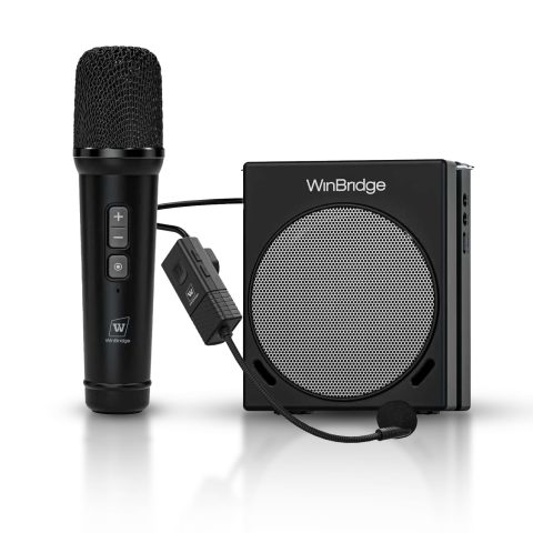 WinBridge Portable PA System 30W Voice Amplifier with Dual Wireless Mics