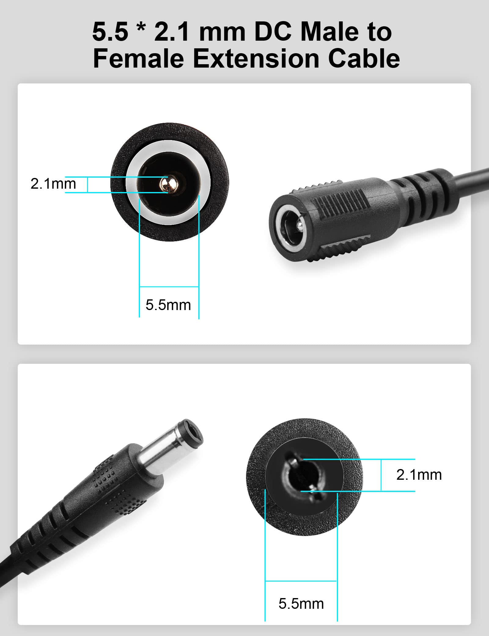 Mr.Power 39.4in Guitar Effect Pedal Power DC Extension Cable Male to Female