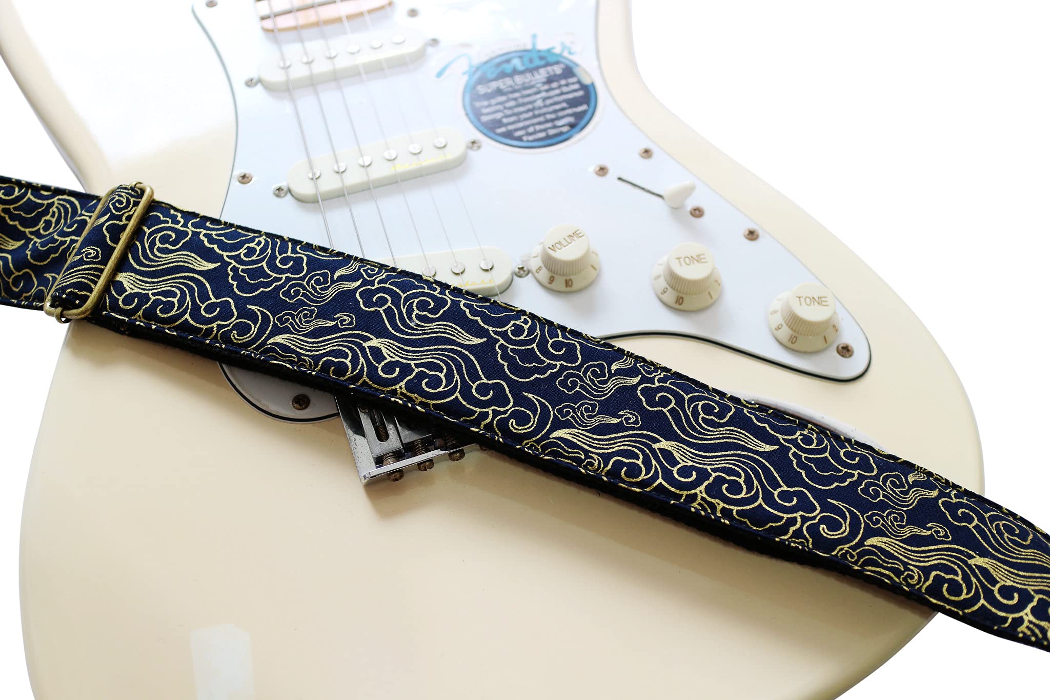 MUSIC FIRST Original Design, 2 inch width (5cm), Vintage Ukiyoe Style Auspicious Cloud Electric Guitar Strap Bass Strap (Auspicious Cloud)