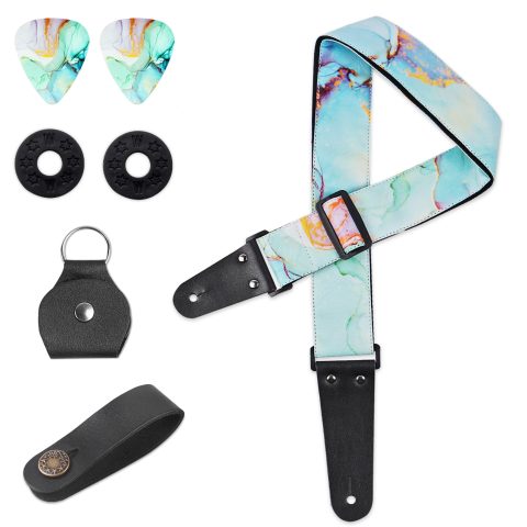 LIZIMANDU Adjustable Guitar Strap Includes 2 Strap Locks & 4 Matching Picks.Leather ends Guitar Shoulder Strap Suitable for,Gift for Guitarist(1-Splash Ink)