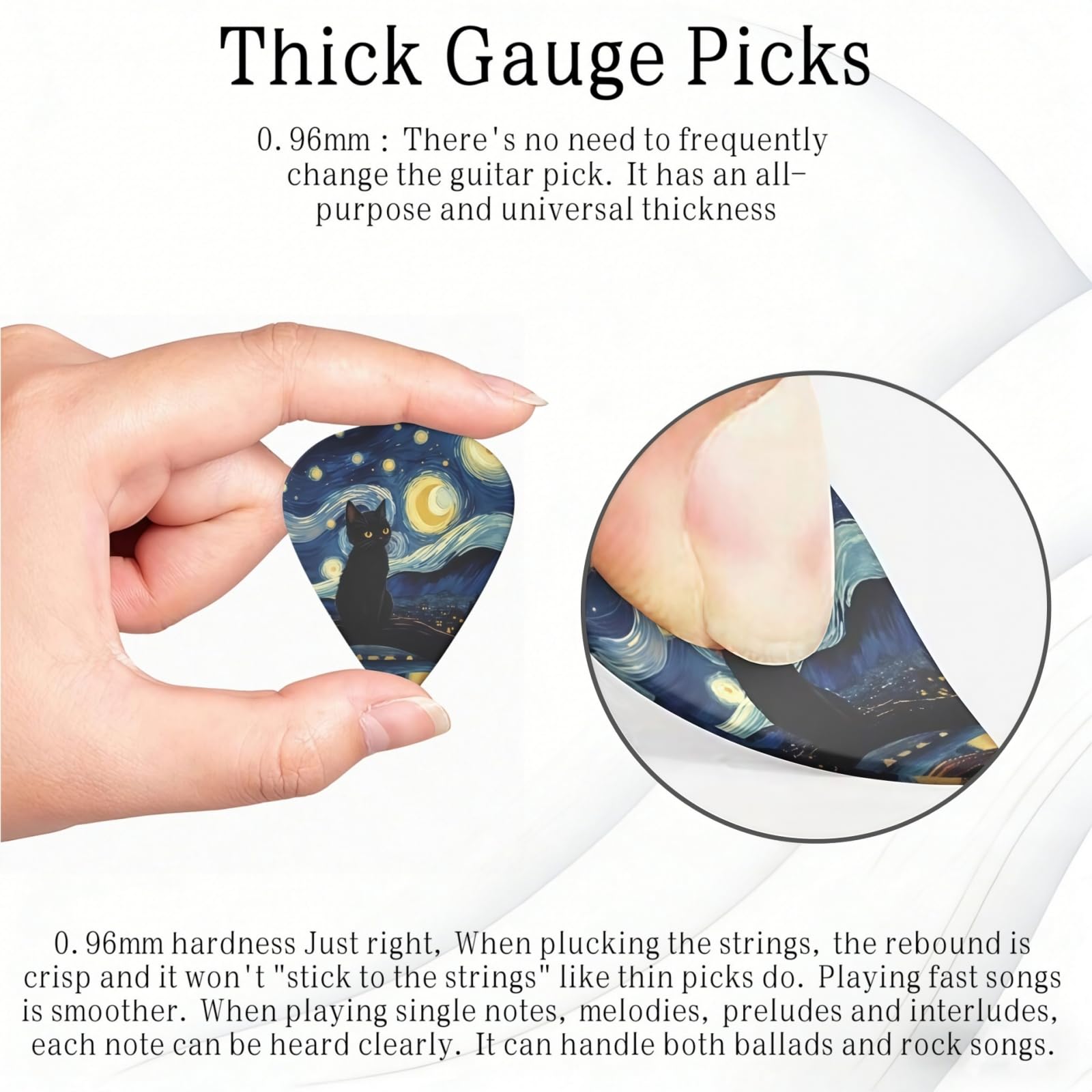 KWSAAHU 0.96mm Thick Guitar Picks – Starry Sky Cat