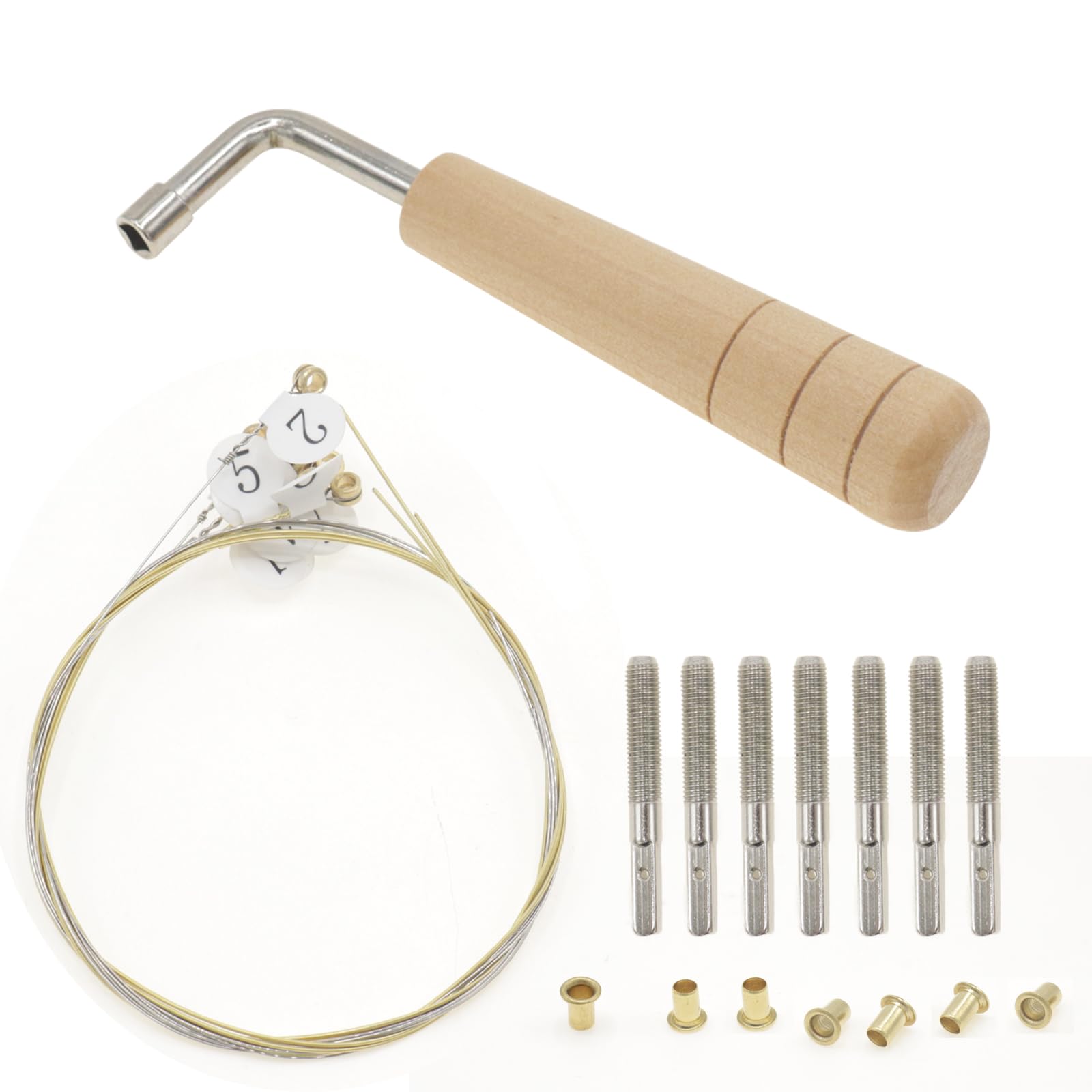 CashBeat 7 String Lyre Harp Repair Kit with Tuning Pins, Wrench and Rivets