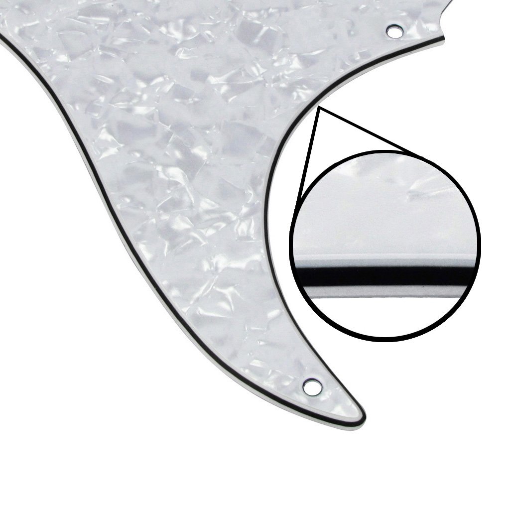 FLEOR SSS 8 Hole ST Guitar Pickguard Backplate Tremolo Cavity Cover with Screw for Vintage ST Style Guitar Parts, 4Ply White Pearl