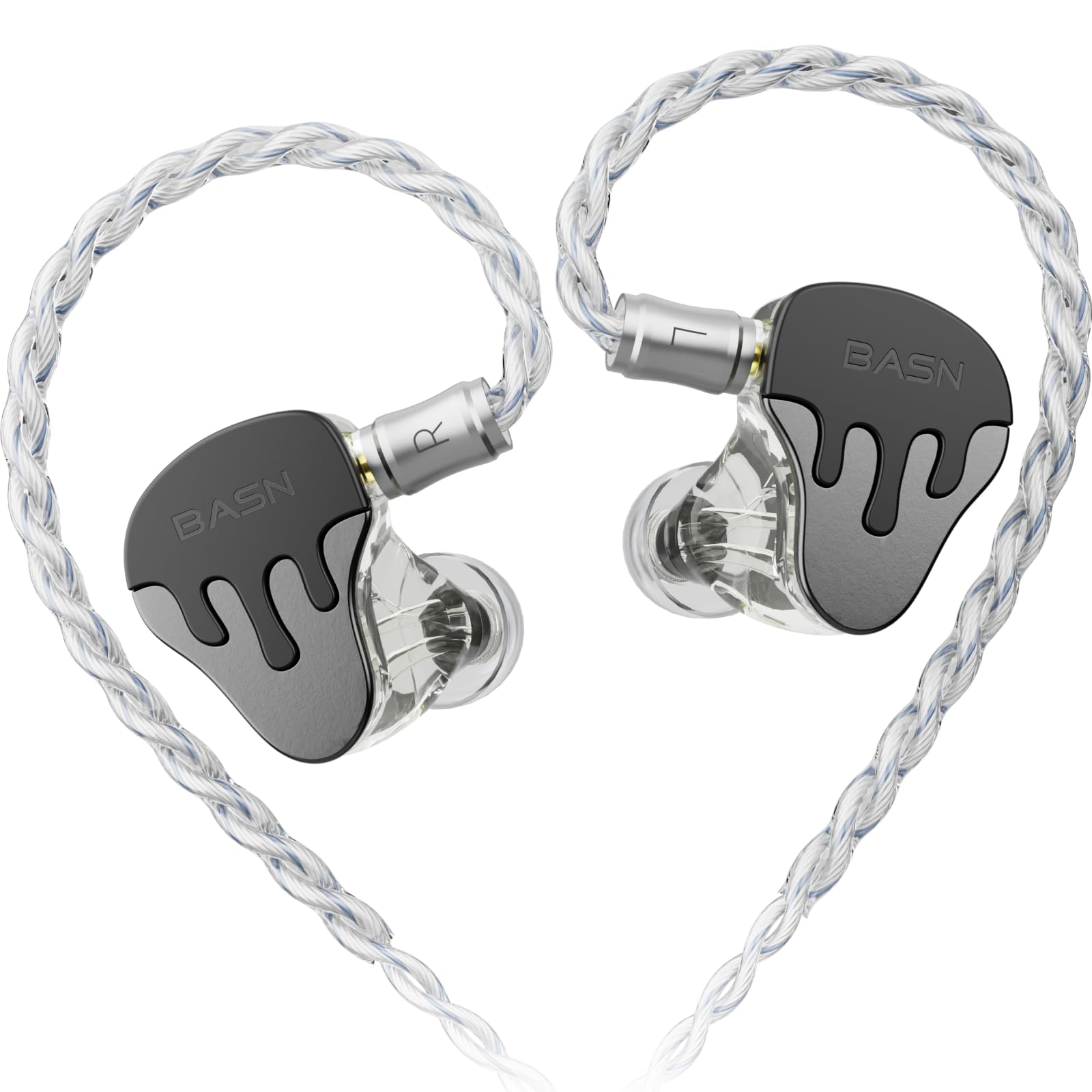 BASN BmasterX 6-Driver In Ear Monitor Headphones for Musicians, Black-Gray