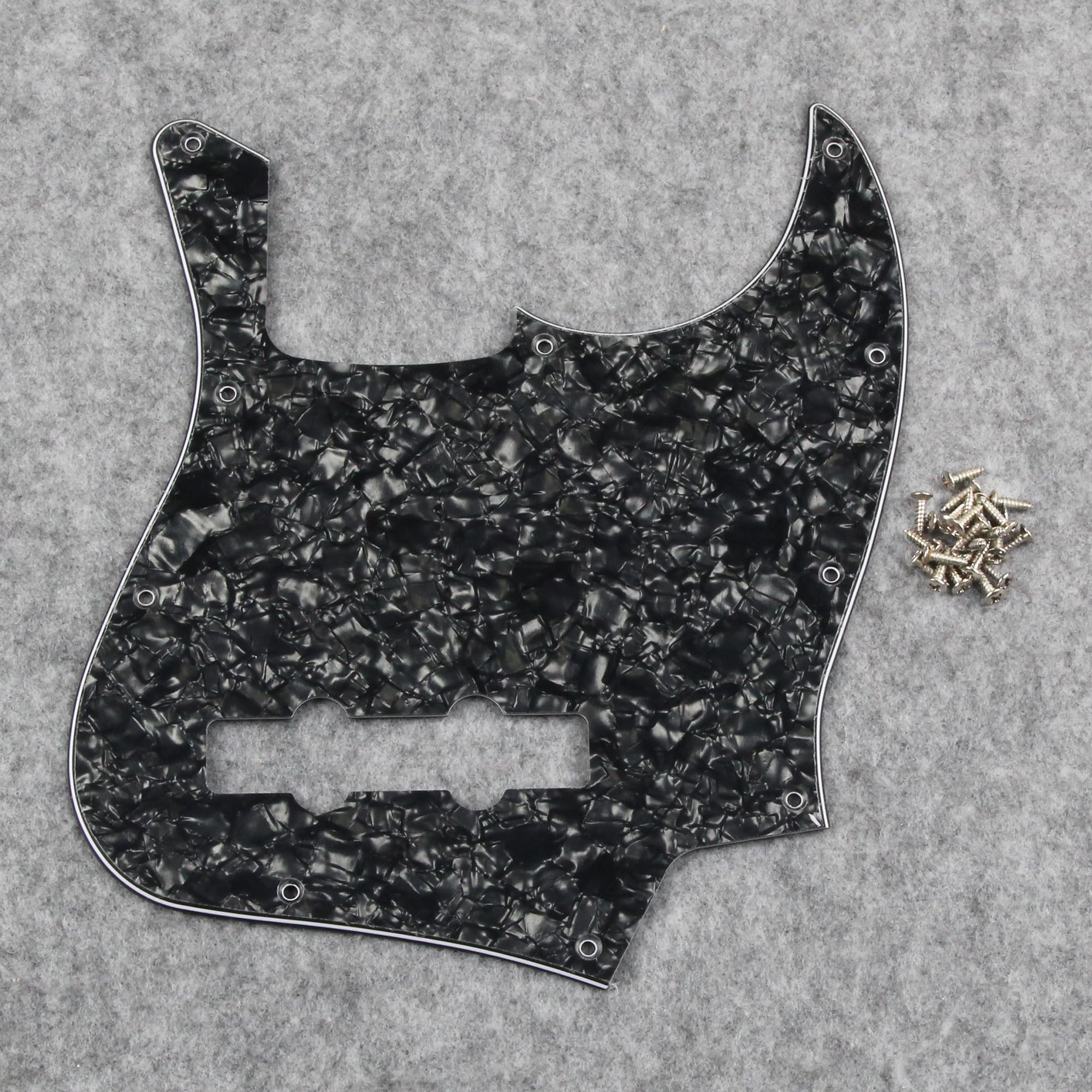 FLEOR 10 Hole J Bass Pickguard Scratch Plate Pick Guards for 4 Strings American/Mexican Standard J Bass Part, 4Ply Black Pearl
