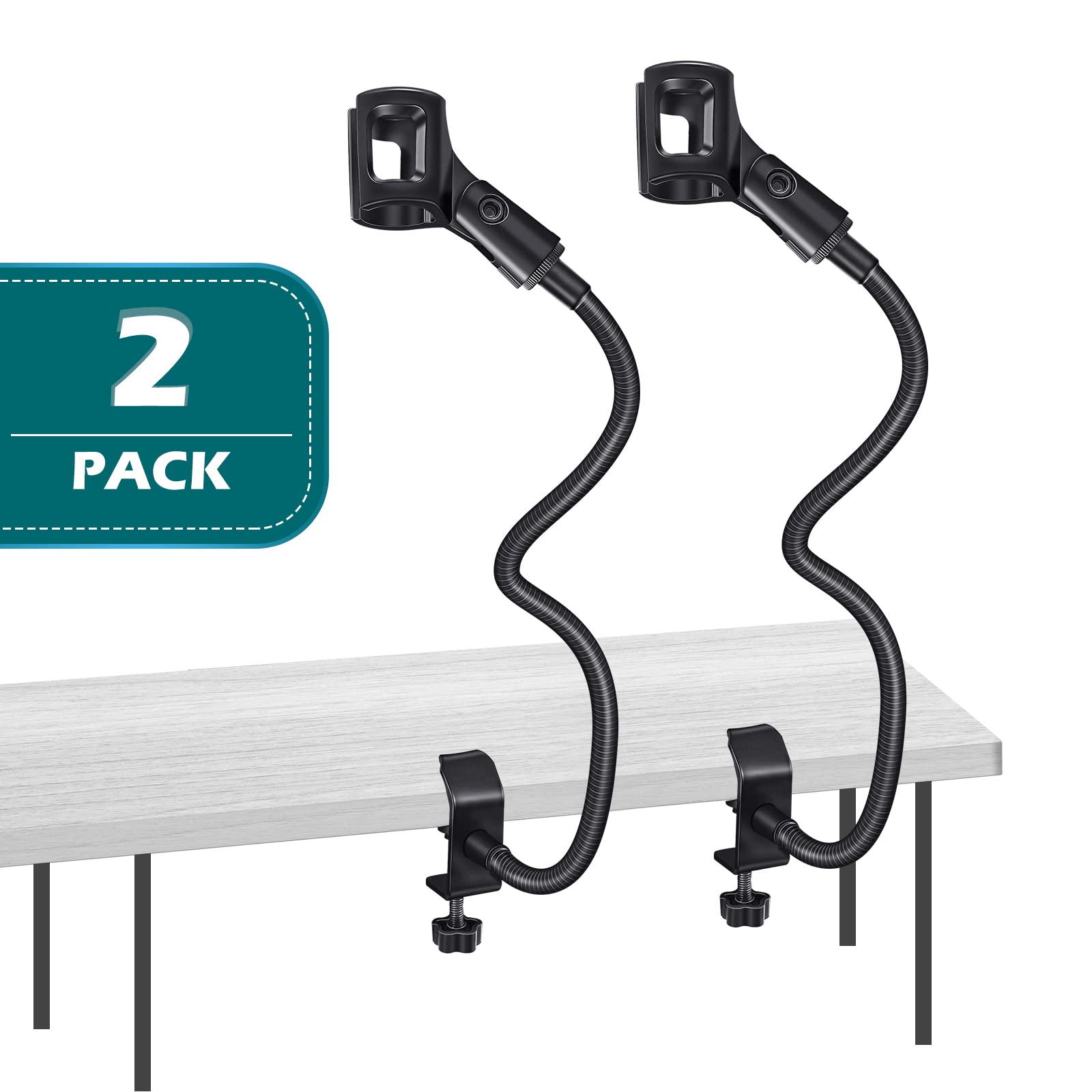 Flutesan 2 Sets Gooseneck Mic Stand 13 in Flexible Desktop with Desk Clamp