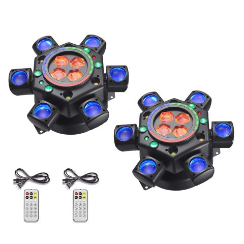 Moving Head Dj Lights for Parties, 180W LED RGBW 6 Arms with Mixed Lighting Effects,DJ Stage Lighting for Party Disco Club Wedding Bar (2)