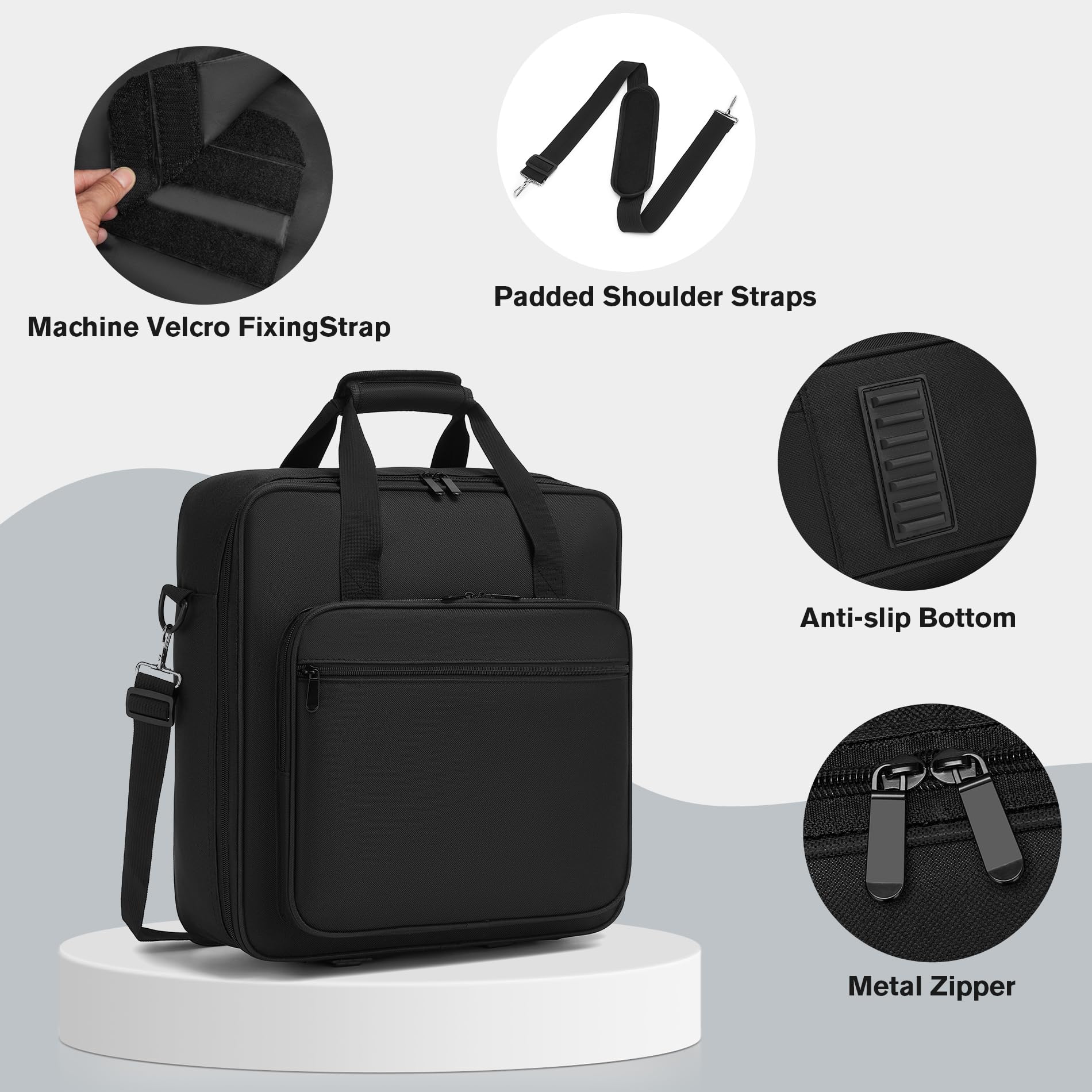 Padded Nylon Mixer Gig Bag Case, 15.4″ x 15″ x 5.1″, Protector Gear Mixer Gig Bag with Removable Strap, DJ Controller Travel Shoulder Bag For RODECaster Pro II, TC Helicon GOXLR, MG10XU 10