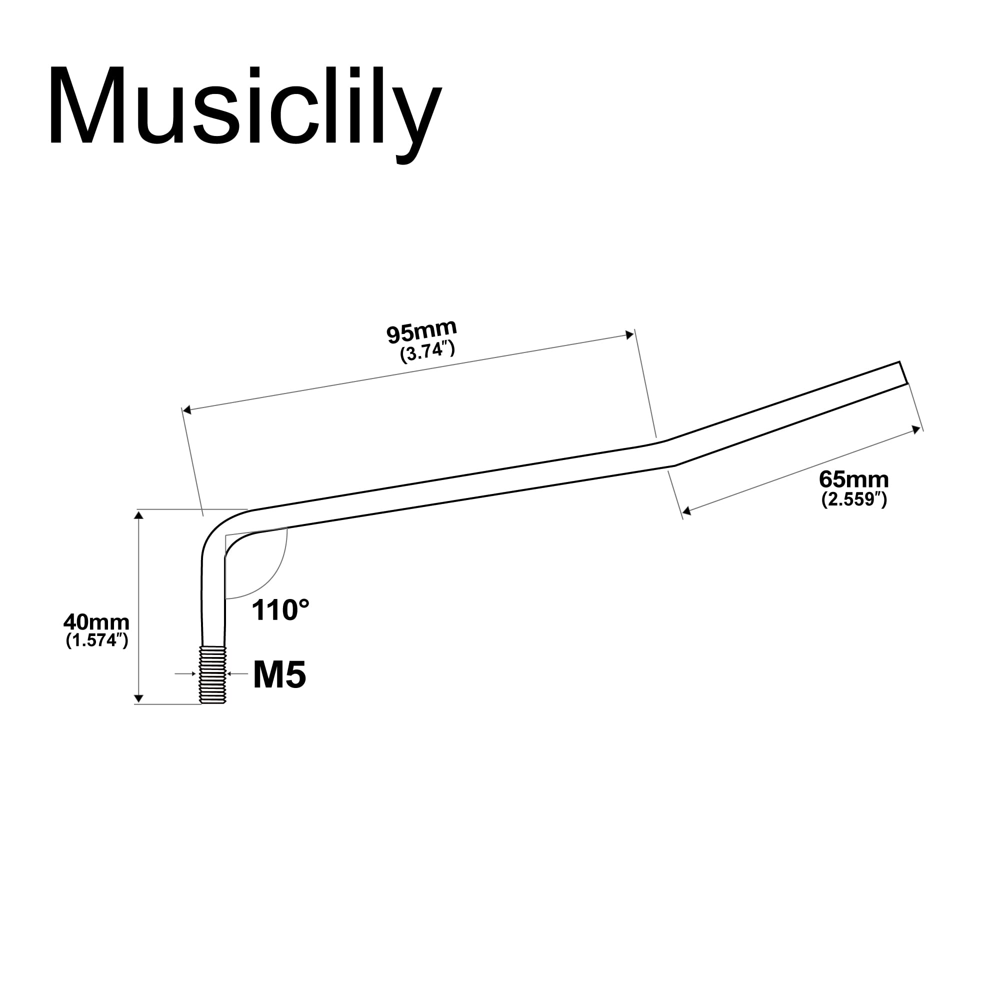 Wilkinson M Series Steel M5 Threaded-In Tremolo Arm, Chrome without Tip