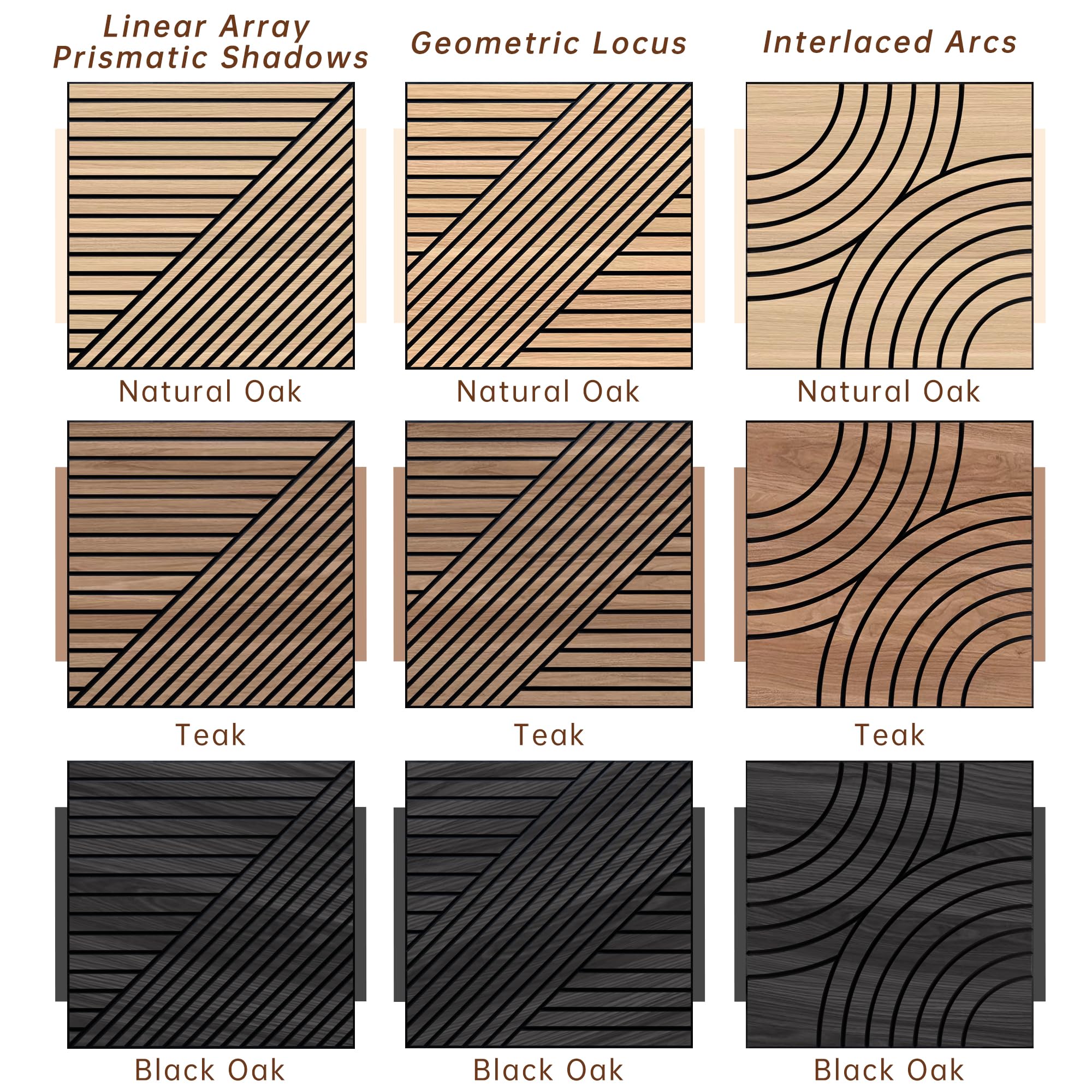 WoveN SounD Acoustic Wall Panels, Black Oak, 8 Pack, 23.6×23.6 in
