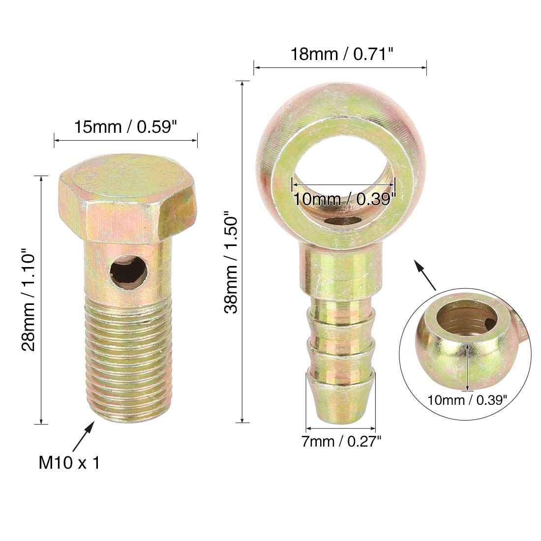 X AUTOHAUX 10mm Banjo Hose Barb Bolt Fittings Banjo Bolt Washer for Car