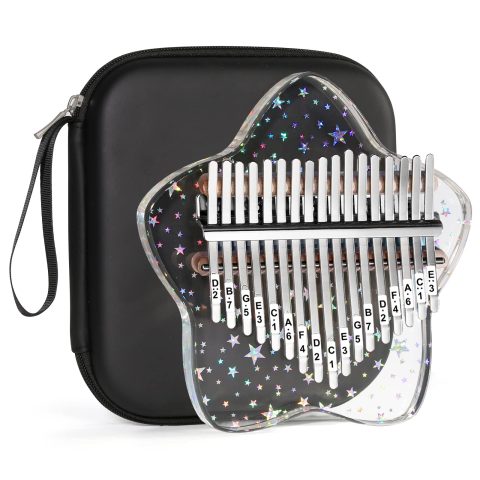 Beveetio Clear Kalimba Thumb Piano With Eva Protective Case, Transparent Crystal Kalimba 17 Key, Musical Instrument Gifts, Rainbow Star Finger Piano, Acrylic Mbira…