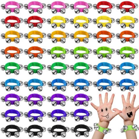 Yeshone 180 Pcs Wrist Band Jingle Bells 12 Musical Instruments Gift Hand Percussion Wrist Shaking Music Bells for Kids Adjustable Musical Hand Bell Set for Adults Baby