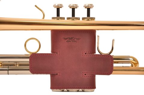 Trumpet Valve Guard Genuine Leather of protection and comfort (Guard, Marsala)