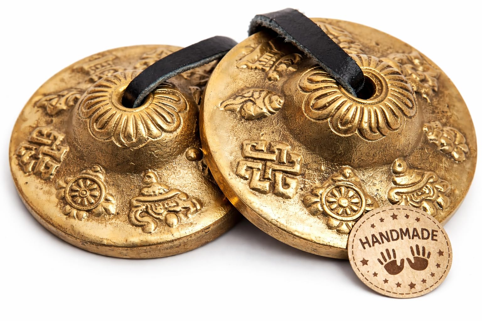 Tingsha Cymbals Bells – Easy To Play – Meditation Mindfulness Chime For Chakra Healing Spiritual Dharma Gifts Handcrafted Tibetan By Himalayan Bazaar (Asta Mangal)