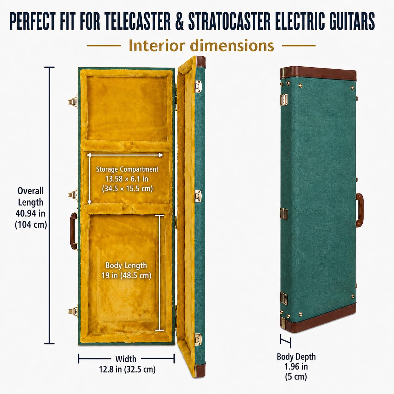 Crossrock Master Series Electric Guitar Case for Fender Stratocaster & Telecaster | Malachite Blue Tweed Exterior, Re-Engineered Wooden Shell, Leather Handle(CRW720EMB)