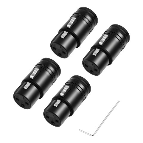 Kinweistex XLR Right Angle Adapter 3 Pin 90 Degree Rotatable XLR Female Connector for DIY Microphone Audio Cable 4PCS