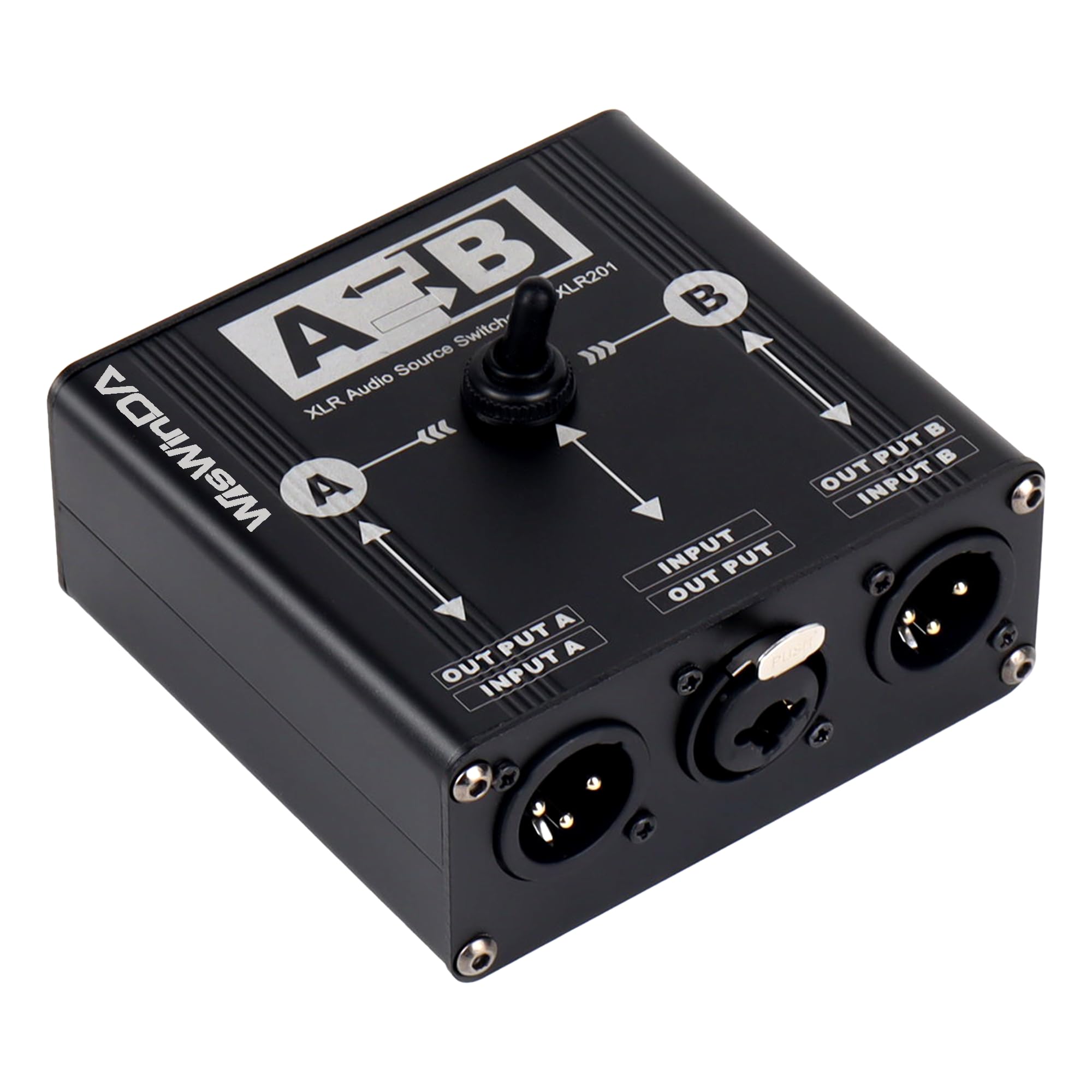 WisWinDa Pro XLR Passive A/B Switch Box Reversible Operation Design Balanced Audio Converter 2 Channel HiFi Stereo Audio Selector No Loss Switching Aluminum Shell (XLR A/B Swtich Box (F-2M))
