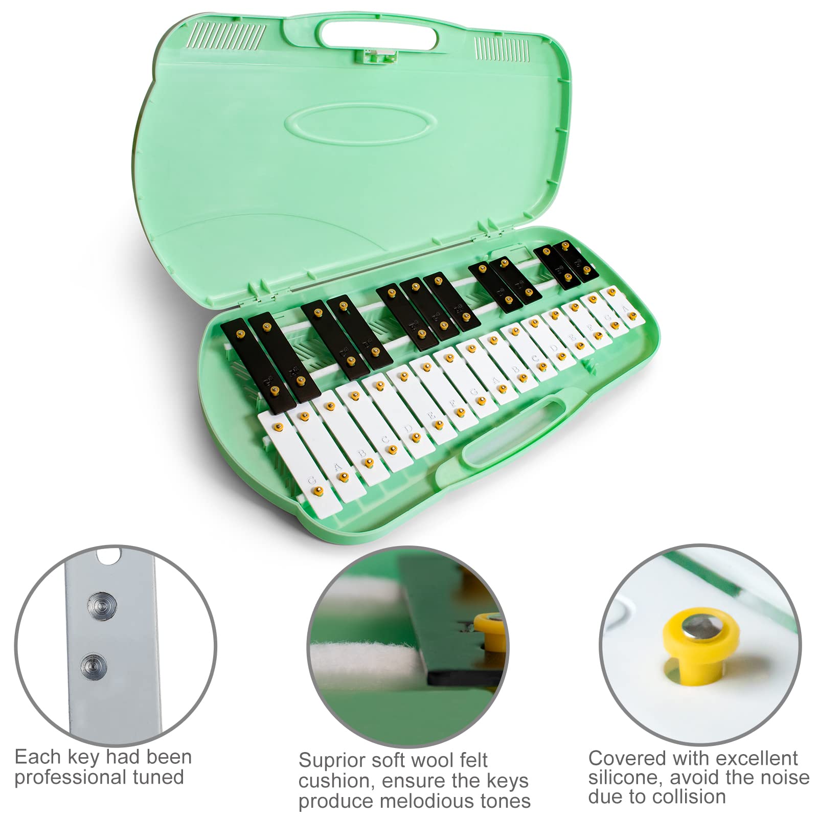MUSICUBE 27 Keys Xylophone for Kids Adults Professional Glockenspiel Instrument with 2 Mallets & 11 Music Sheets Educational & Preschool Learning Musical Toys for Toddler Boys Girls Aged 3+(G5-A7)