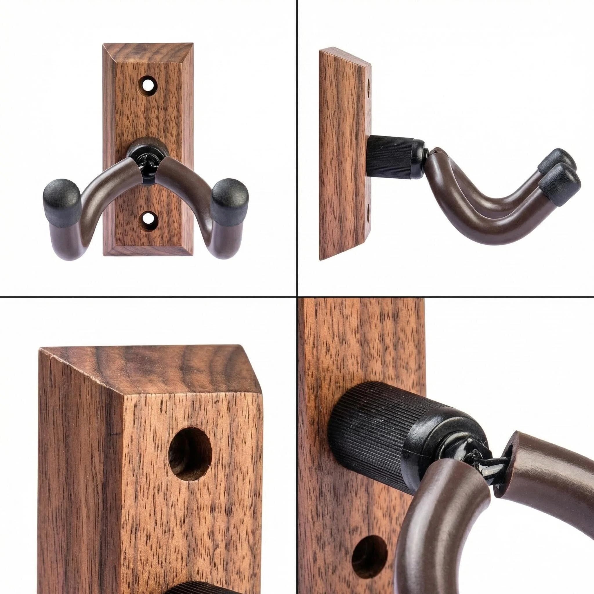 CC CAIHONG Guitar Wall Mount Hanger 4 Pack, Hardwood Guitar Wall Hangers Hooks Holder Stand Display with Screws – Easy to Install – Fits Guitars, Bass, Mandolin, Banjo