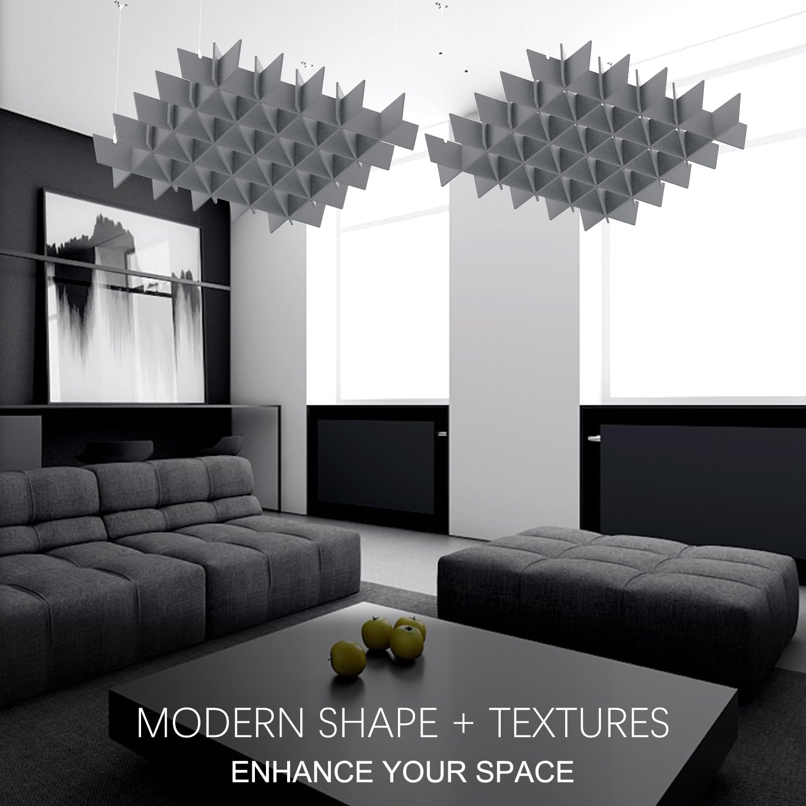 Acoustic Ceiling Panels Sound Absorbing Panels, Lattice Gray