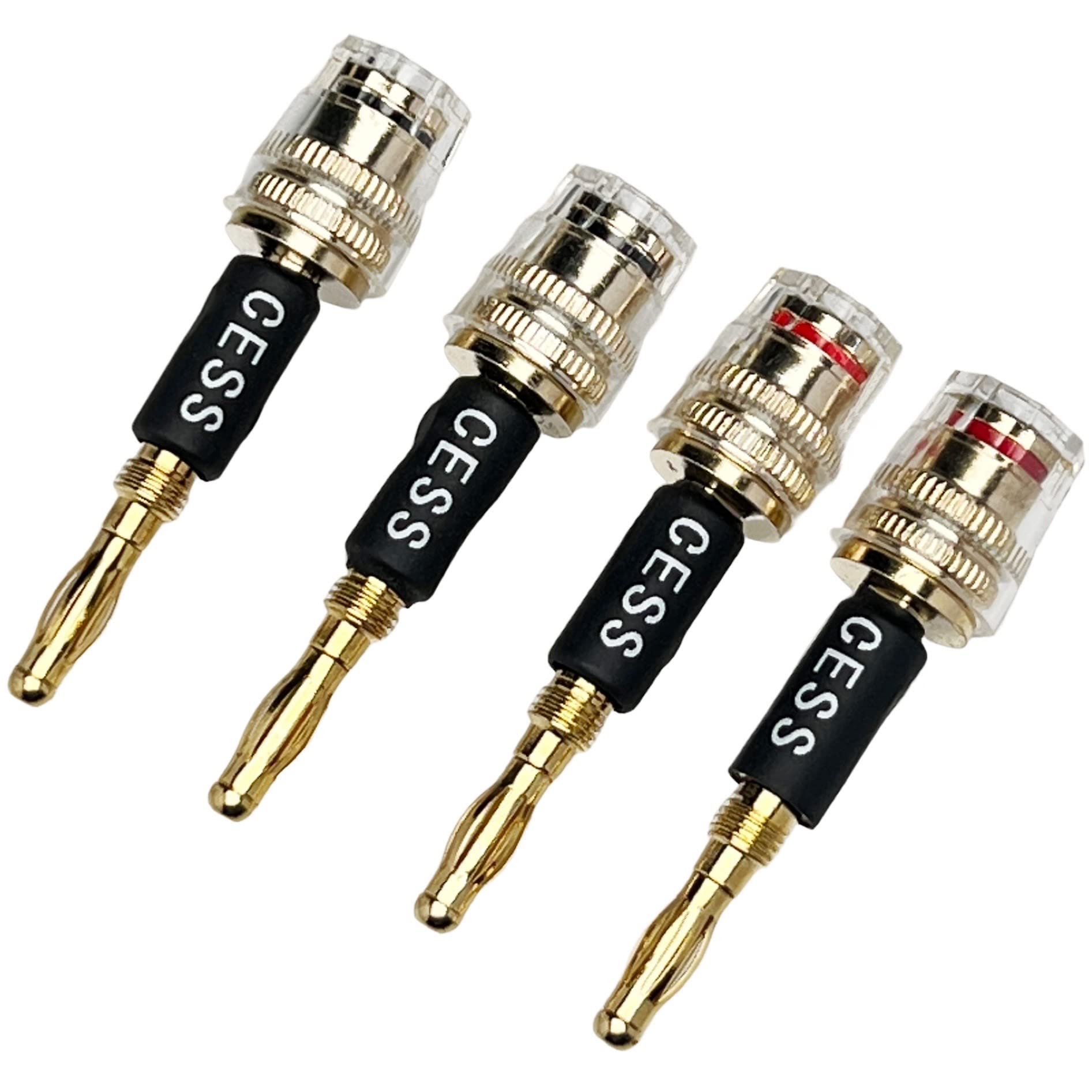 CNCESS Banana Plug Connect to Spade Fork Plug Speaker Cable Adapter, 4 Pack
