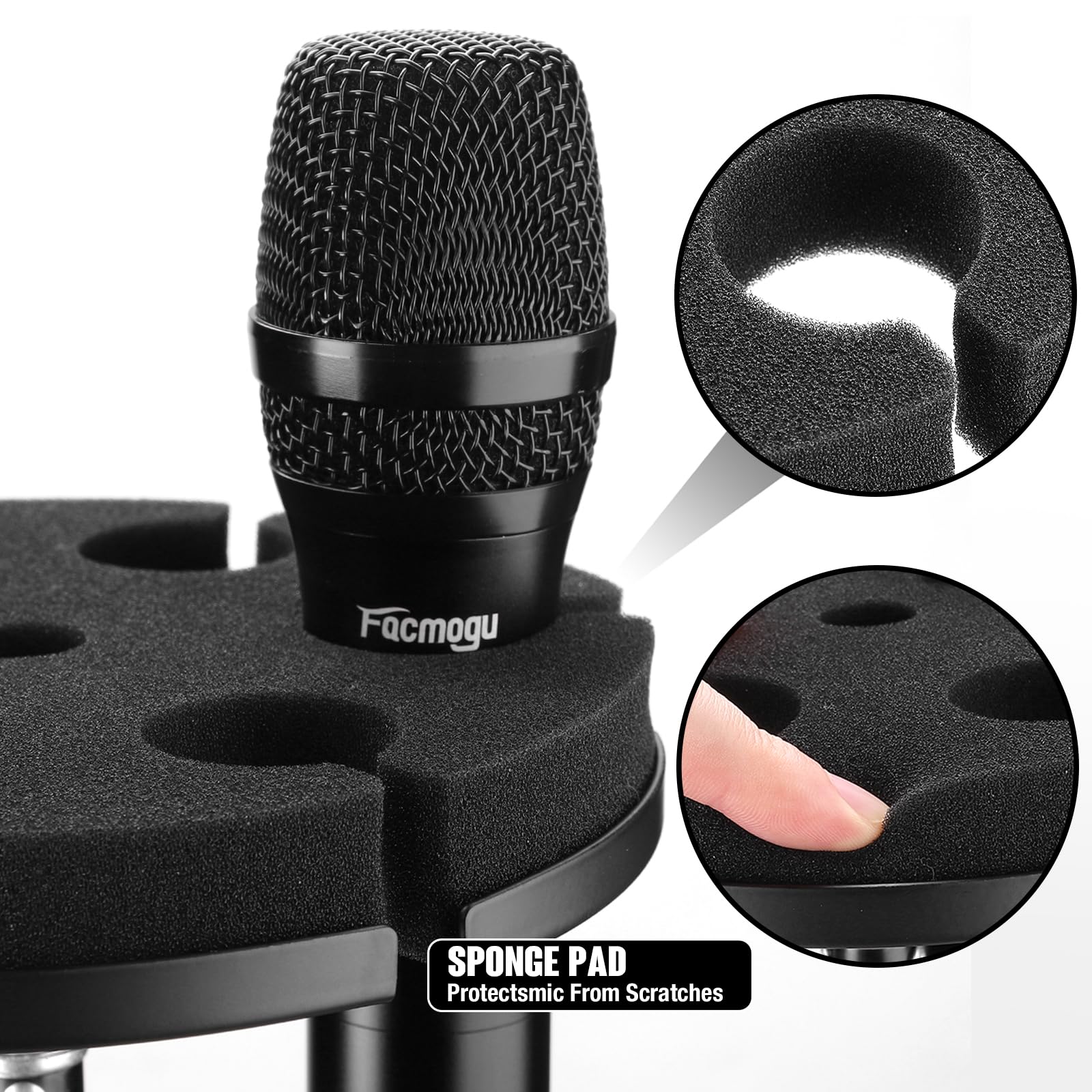 Facmogu Mic Holder for Stand, Mic Organizer Holds Up to 6 Handheld Mics