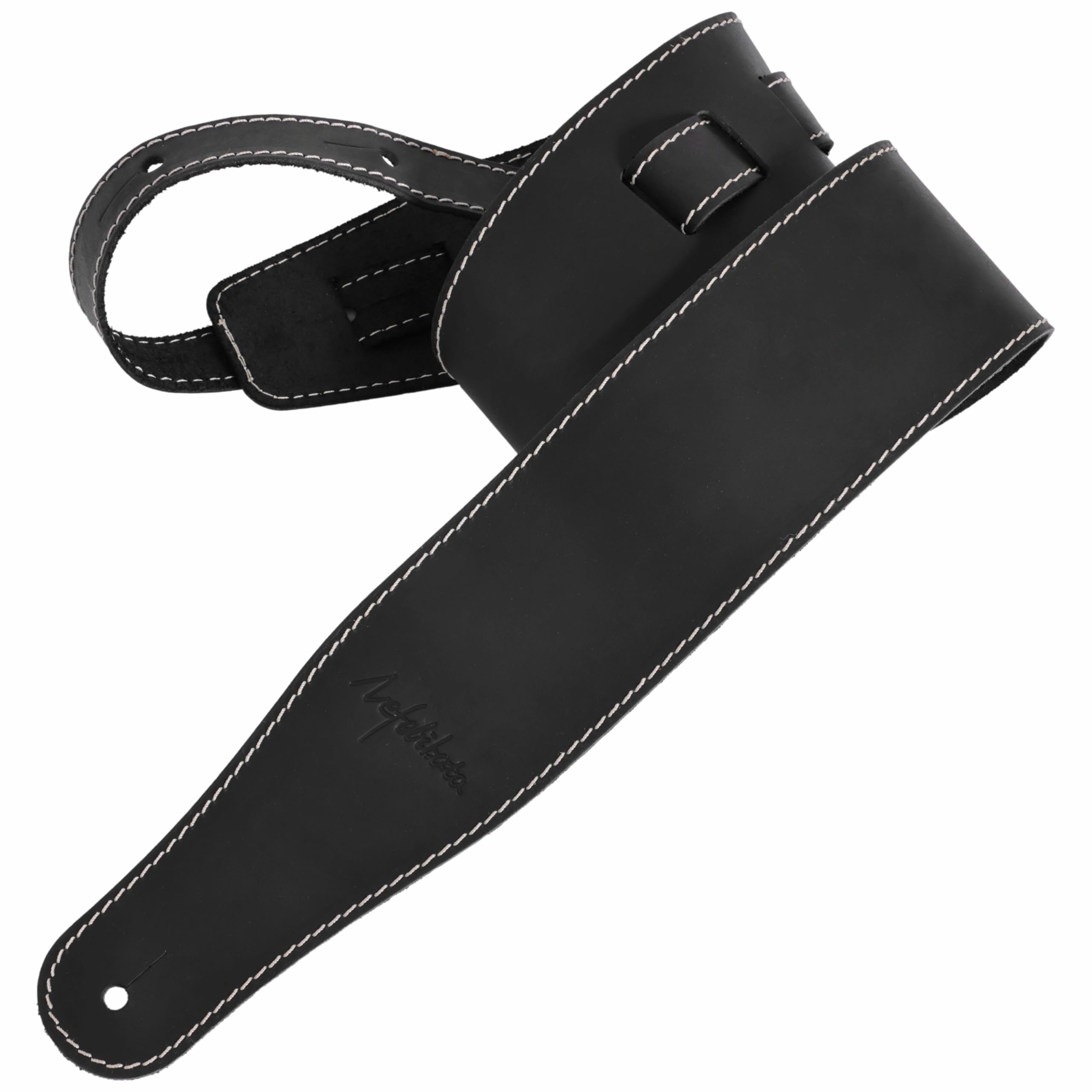 Nefelibata Guitar Strap, 3-inch Wide Full Grain Leather, Extra Wide Lightweight and Soft for Men and Women for Acoustic, Bass and Electric Guitar