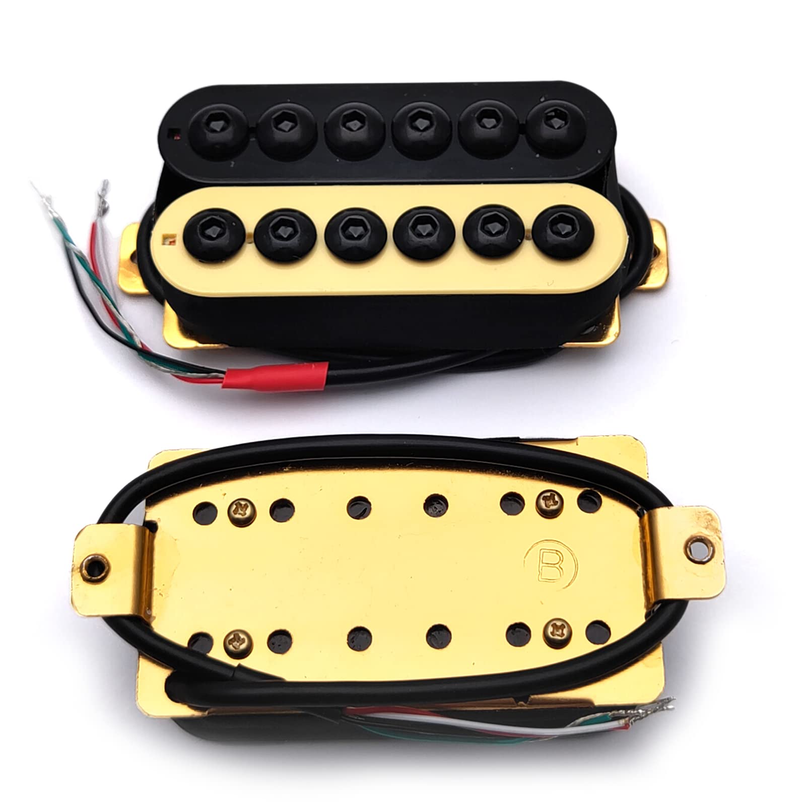 SAPHUE Adjustable Metal Double Coil Electric Guitar Pickups Humbucker Punk Neck/Bridge Pickup (Ivory&Black)