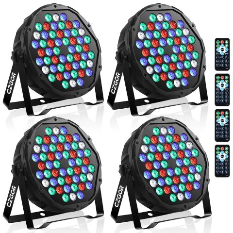 54 LED Stage Lights for Parties, 54W RGBW Par Light with Remote & DMX Mode