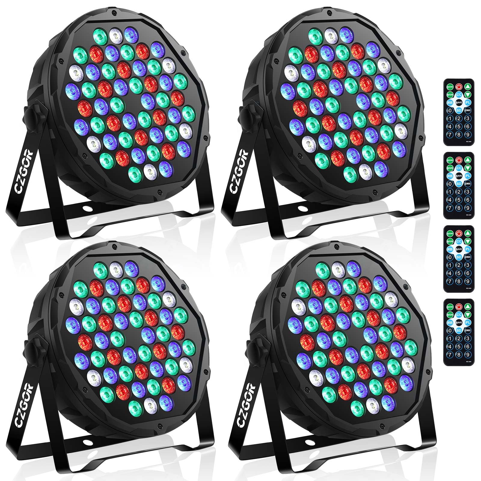 54 LED Stage Lights for Parties, 54W RGBW Par Light with Remote & DMX Mode