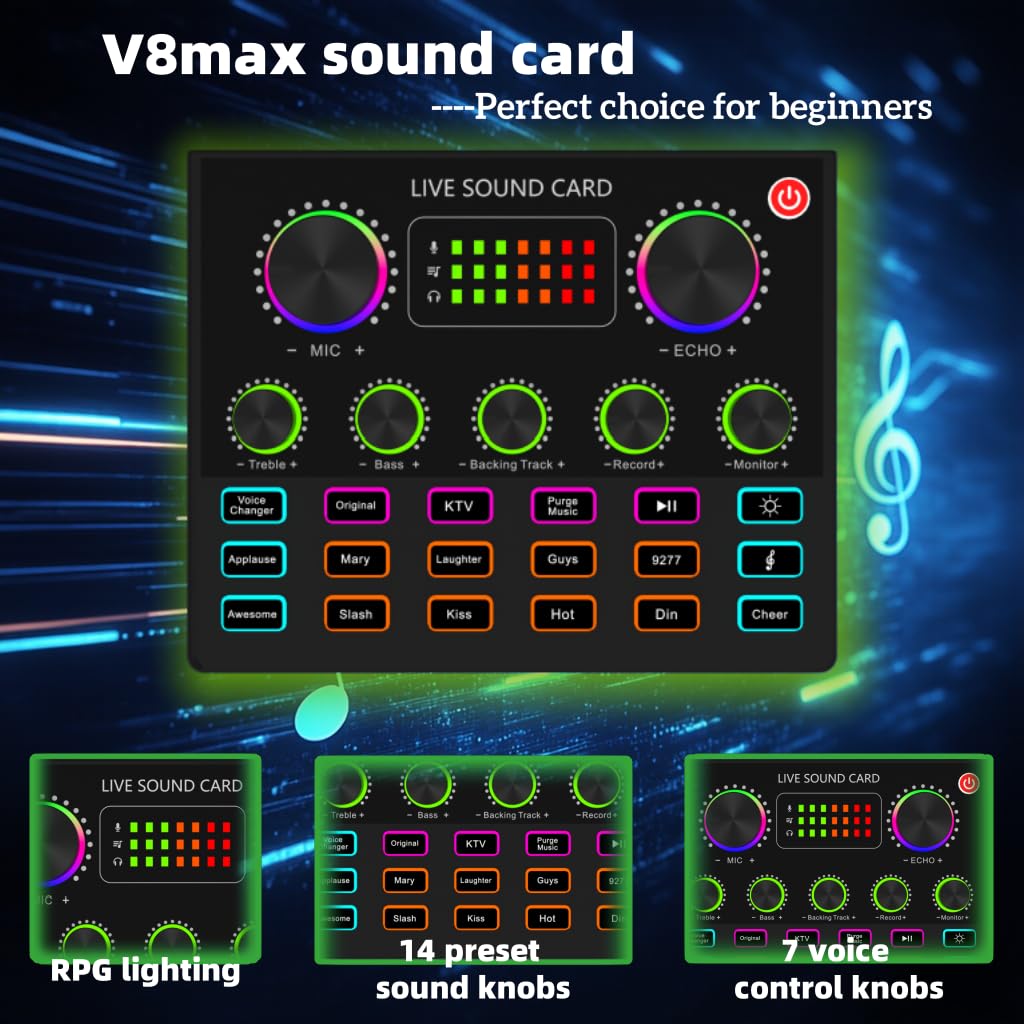 sktome Podcast Equipment Bundle, V8max Voice Changer with Podcast Microphone Bundle – Studio Condenser Microphone Perfect for Podcasting, Recording, Singing, Streaming and Gaming