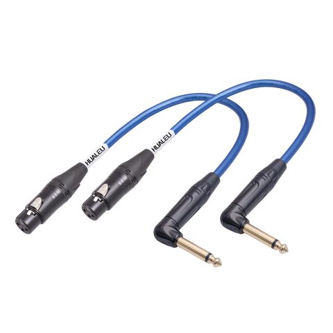HUALEU 2Pack 1Ft 1/4″ TS Right Angle to XLR Female Cable,XLR Female to 1/4-inch TS Right-Angle Plug Microphone Cable,6N OFC+Silver Plated HI-END Audio Cable for Micphone Mixer