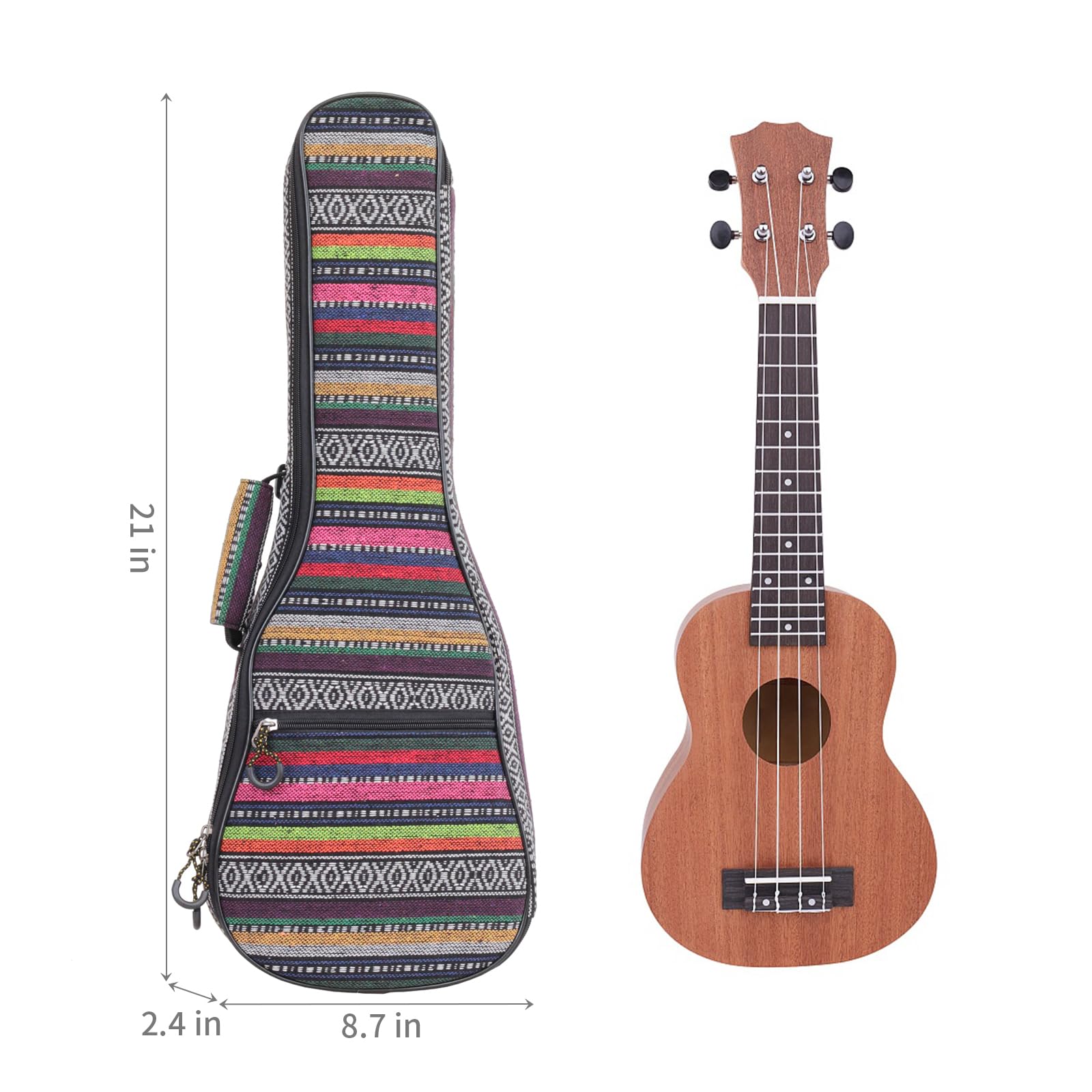 MUINS Ukulele Case,21 Soprano Ukelele Uke Bag soft and Thicker Pad
