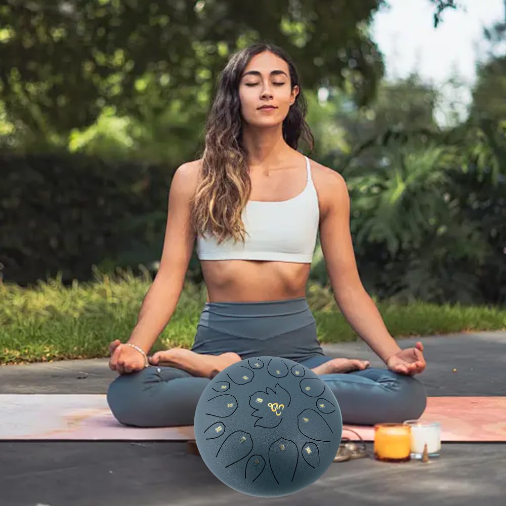 ModouString Rain Drum for Outside,Steel Tongue Drum 12 Inches 15 Notes with Mallets & Storage Bag,Meditation Rain Chime for Adults,Friends