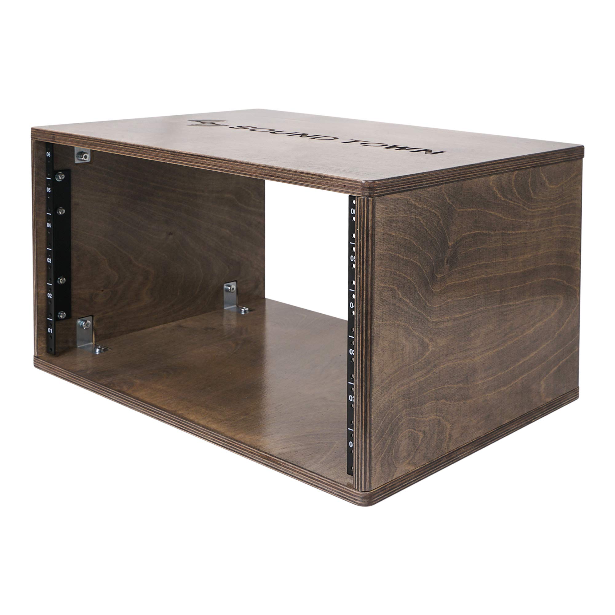 Sound Town DIY 6U Studio Rack with Solid Baltic Birch Plywood, Weathered Brown (SDRK-Y6B)