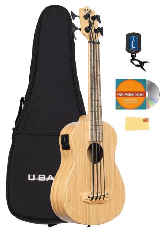 Kala U-BASS-BMB-FS Bamboo U-Bass Acoustic-Electric Ukulele Bass Bundle with Gig Bag, Tuner, Austin Bazaar Instructional DVD, and Polishing Cloth