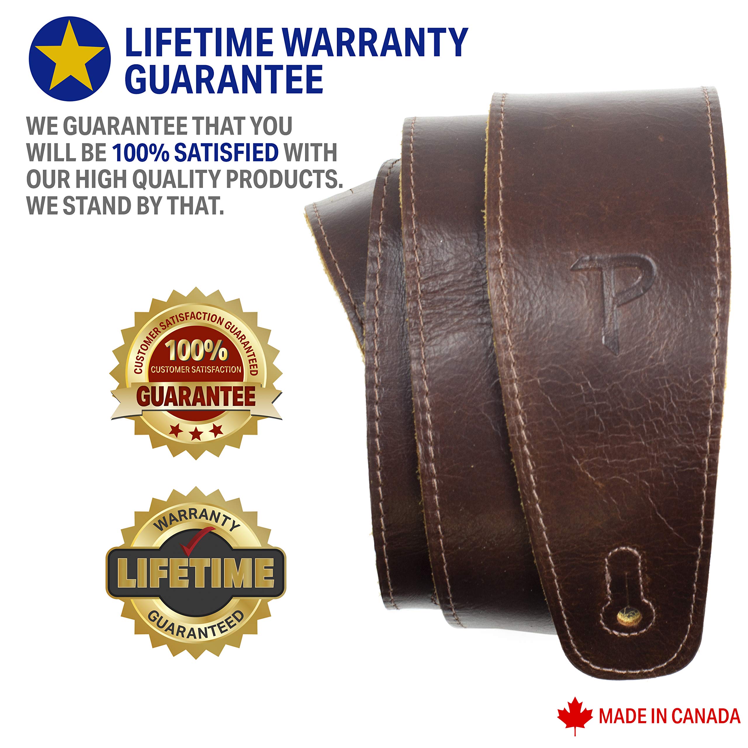 Perri’s Leathers Ltd. – The Africa Collection – Adjustable Strap From 41″ to 56″ for Electric, Acoustic, Bass Guitar – The Africa Collection – Chocolate (AFR25-6875)