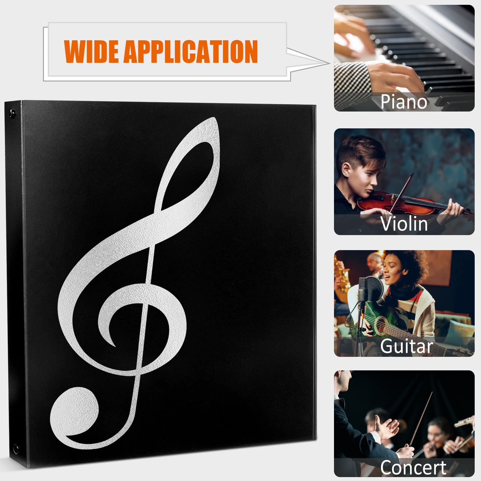 tutata Sheet Music Folder, 8.5 x 11 Music Binder, Writable Sleeves, Black