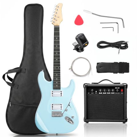 Ktaxon Full-Size Electric Guitar Kit H-H Pickup with 20W Amp Sky Blue
