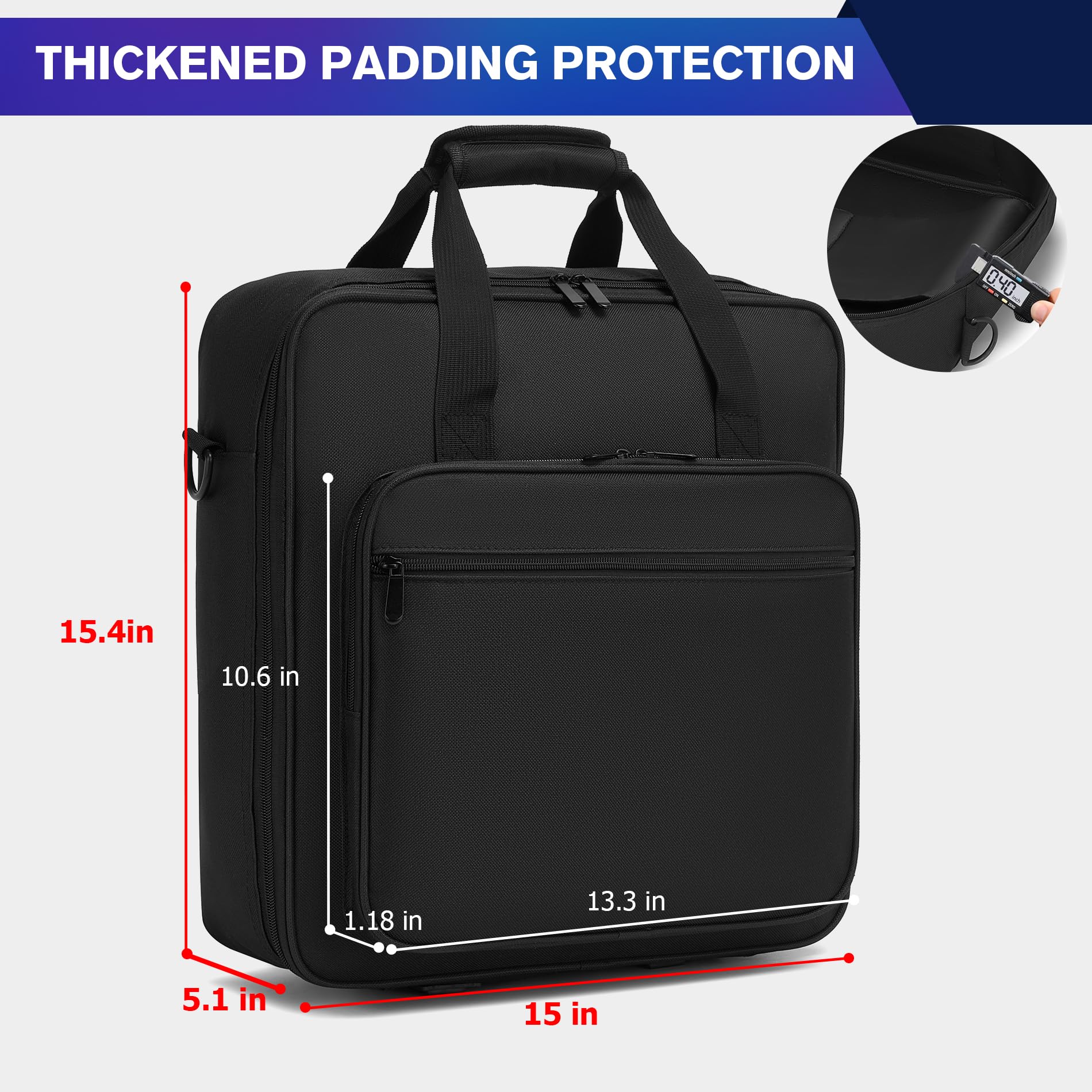 Padded Nylon Mixer Gig Bag Case, 15.4″ x 15″ x 5.1″, Protector Gear Mixer Gig Bag with Removable Strap, DJ Controller Travel Shoulder Bag For RODECaster Pro II, TC Helicon GOXLR, MG10XU 10