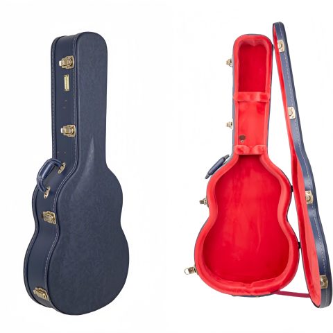 Crossrock Relief Series Classical Guitar Case for 4/4 Nylon-String | Carved Ocean Blue Finish, Deep Scarlett Velvet Interior, Lock – Premium Wooden Hardshell