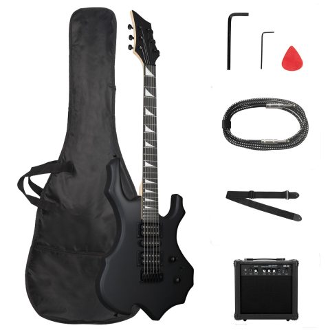 Ktaxon Burning Fire Design Full Size Electric Guitar Kit, Matte Black