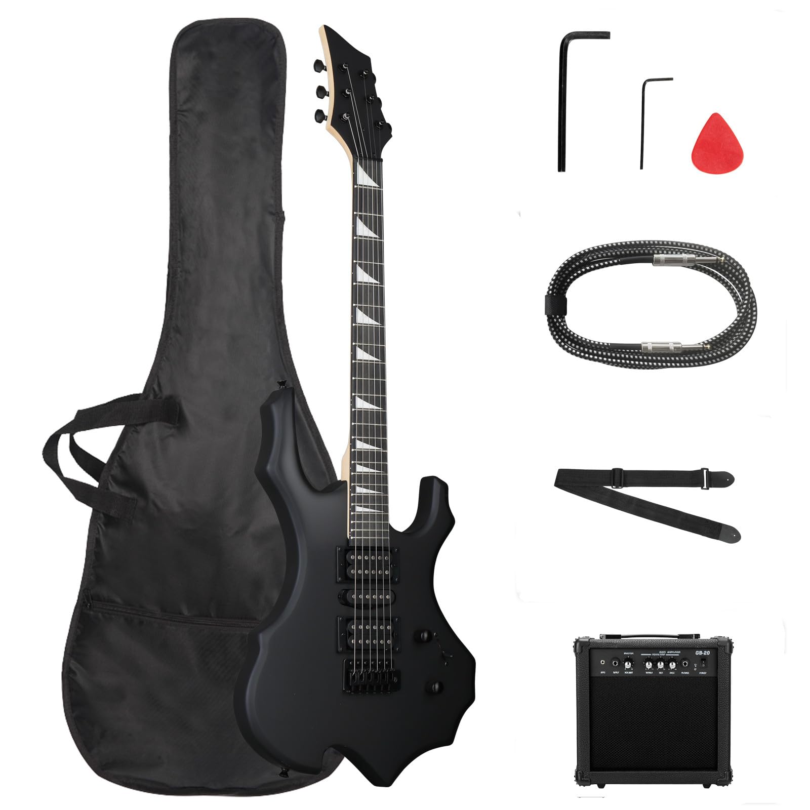 Ktaxon Burning Fire Design Full Size Electric Guitar Kit, Matte Black