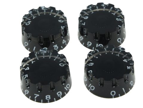 Dopro Set of 4 Black Knurled Metric LP Guitar Speed Dial Knobs Control Knobs for Epi Les Paul/Import Guitar Bass w/Coarse 5.8mm Split Pots