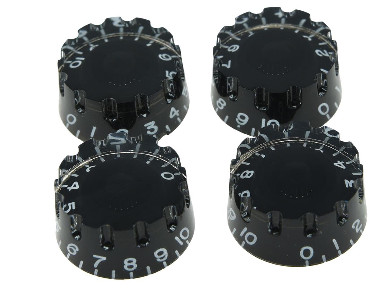 Dopro Set of 4 Black Knurled Metric LP Guitar Speed Dial Knobs Control Knobs for Epi Les Paul/Import Guitar Bass w/Coarse 5.8mm Split Pots